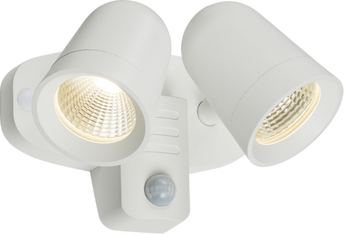 230V IP65 18W LED White Twin Spot Floodlight with PIR - FLTPW image 0