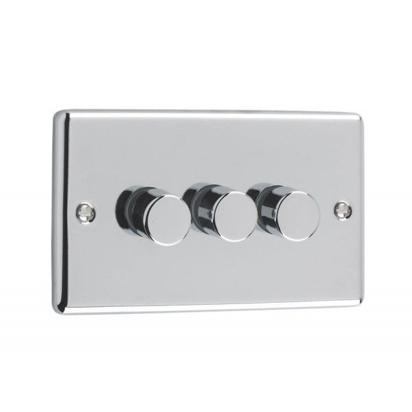 Polished Chrome 3 Gang 250W Dimmer Switch - W12PC image 0