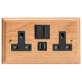 Varilight Kilnwood Double Socket with 2 x 12W Shared USB A Charging Ports - XK5U2SOB image 0