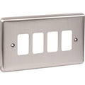 Brushed Chrome 4 Gang Grid Plate - WGP4GBC image 0