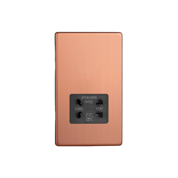 Brushed Copper Urban Screwless Dual Voltage Shaver Socket 230V/115V XDYSSBS.BC image 0