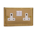 Varilight Georgian Brass 2-Gang 13A Double Pole Switched Socket - XG5W image 0