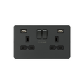 Anthracite13A 2G SP Switched Socket with Dual USB A+A (5V DC 2.4A shared) with Black Insert - SFR9224AT image 0
