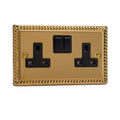 Varilight Georgian Brass 2-Gang 13A Double Pole Switched Socket - XG5B image 0