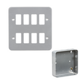Metal Clad 8 Gang Grid Plate and 40mm Back Box MC-G8 image 0