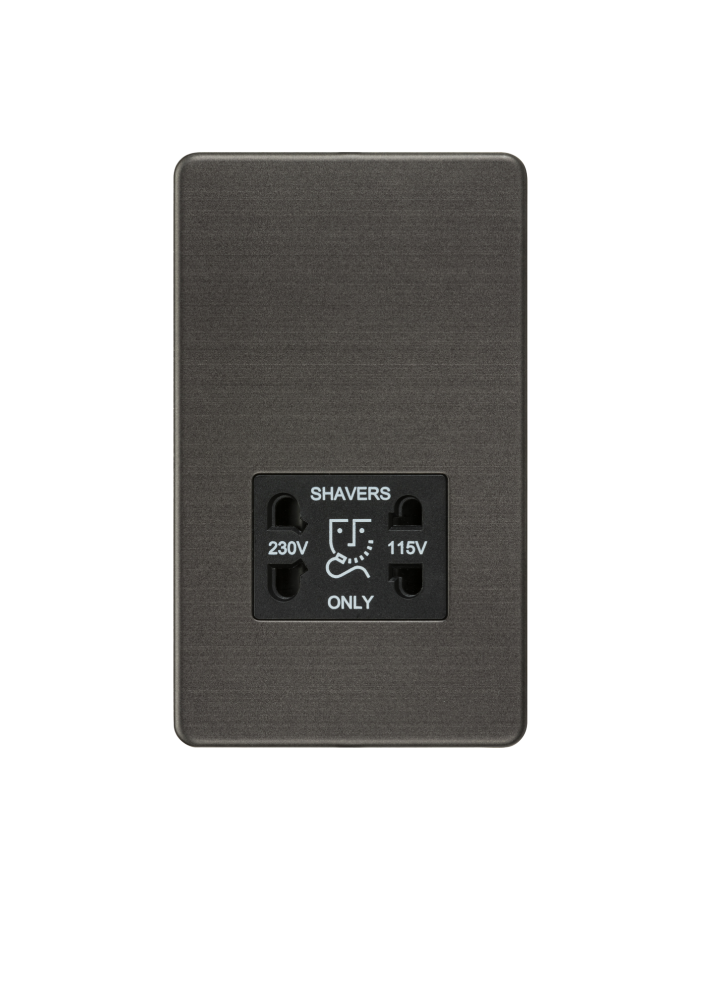 Smoked Bronze 115V/230V Dual Voltage Shaver Socket with Black Insert - SF8900SB image 0