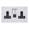 Varilight Primed 2-Gang 13A Single Pole Switched Socket + 2x5V DC 2100mA USB Charging Ports XDY5U2SBS.PD image 0