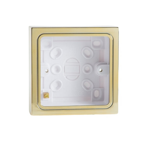 Varilight Georgian Brass Single Surface Decorative Pattress Box Brass Effect - YBS.B image 0