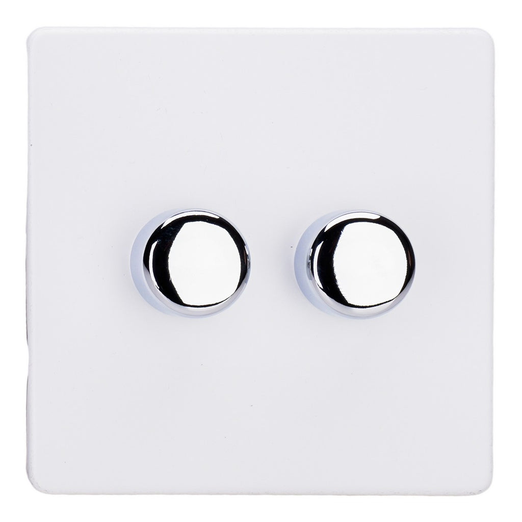 Varilight 2-Gang 2-Way V-Pro Push On/Off Rotary LED Dimmer 2 x 0-120W - JDYP252S.PD image 0