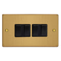 Brushed Brass 4-Gang 10A 1- or 2-Way Rocker Switch Double Plate XDE9B.BB image 0