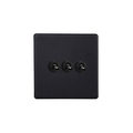 Matt Black Urban Screwless 3-Gang 10A 1- or 2-Way Toggle Switch XDYT3S.MB image 0