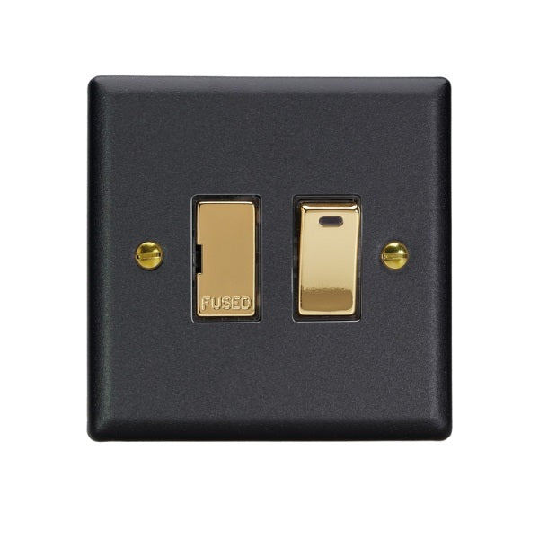 Varilight Vogue Matt Black 13A Switched Fused Spur + Neon- XY6NV.MB image 0