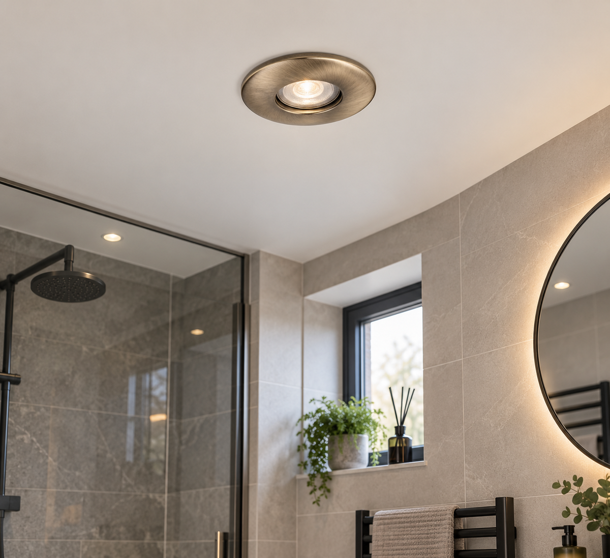 Antique Brass - IP65 Shower Bathroom GU10 Downlight Fire Rated - VUEP563