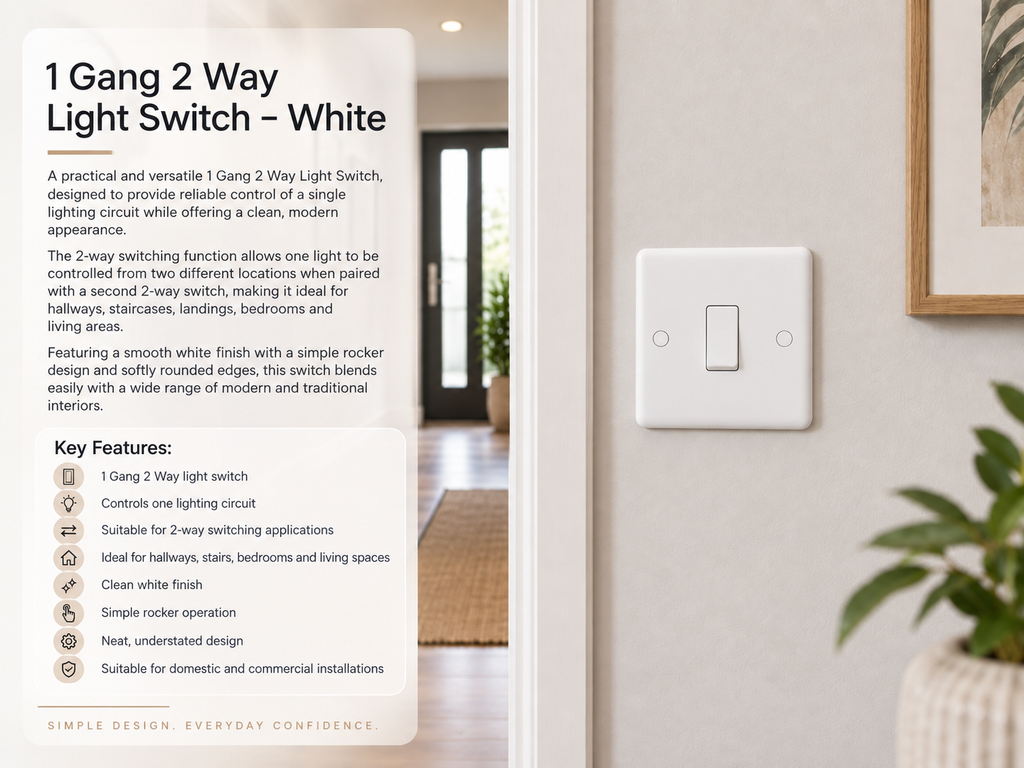 Studio 1 Gang Single 10a Light Switch ST01W