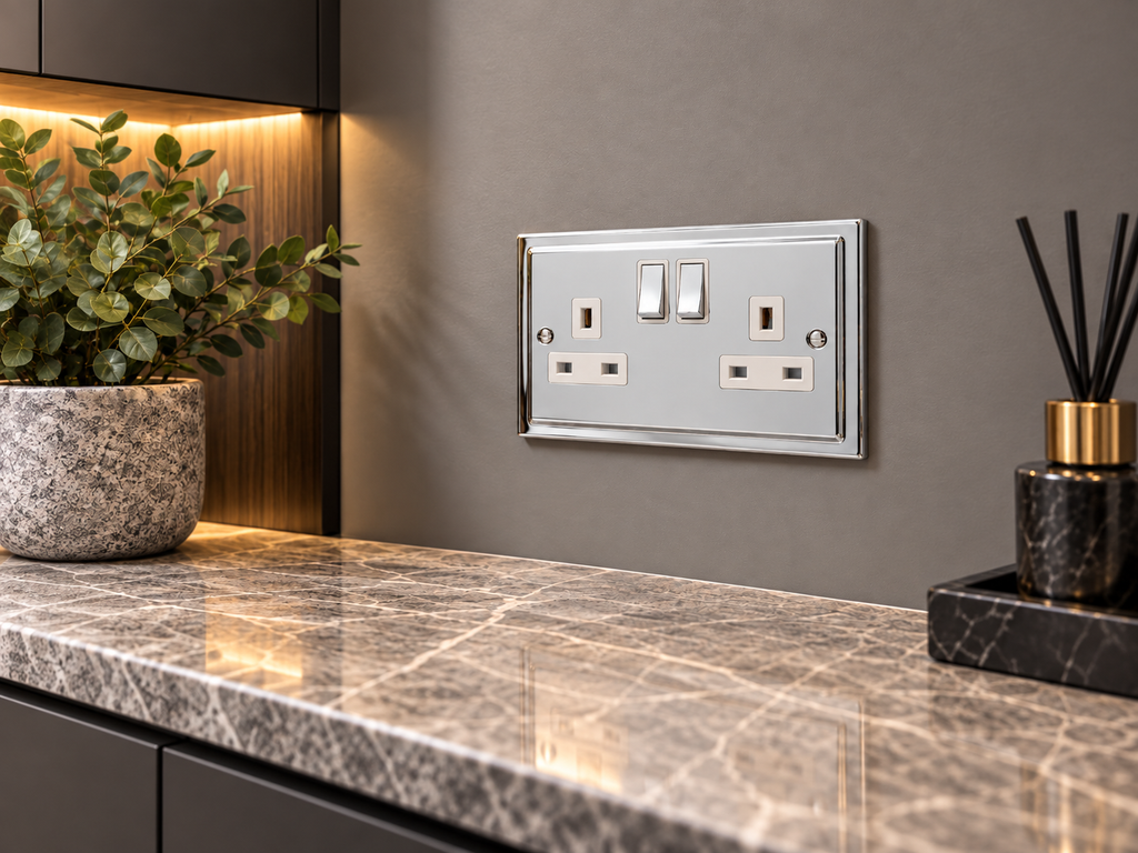 Regency Polished Chrome Double 2 Gang 13a Socket R07PCW