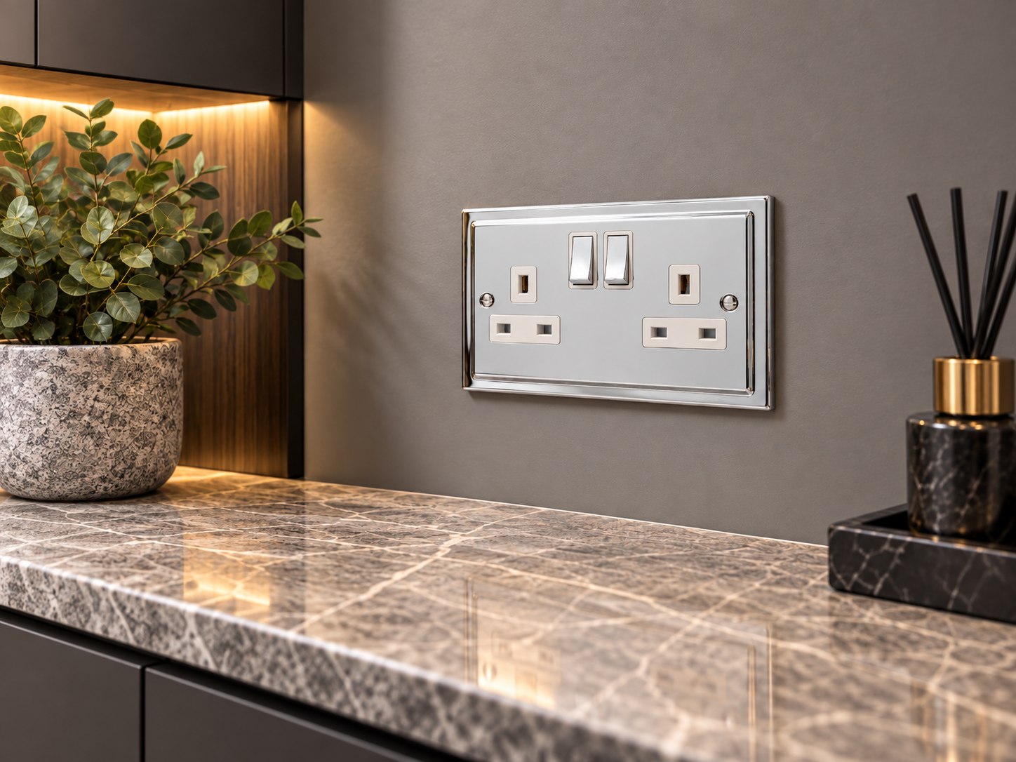 Regency Polished Chrome Double 2 Gang 13a Socket R07PCW