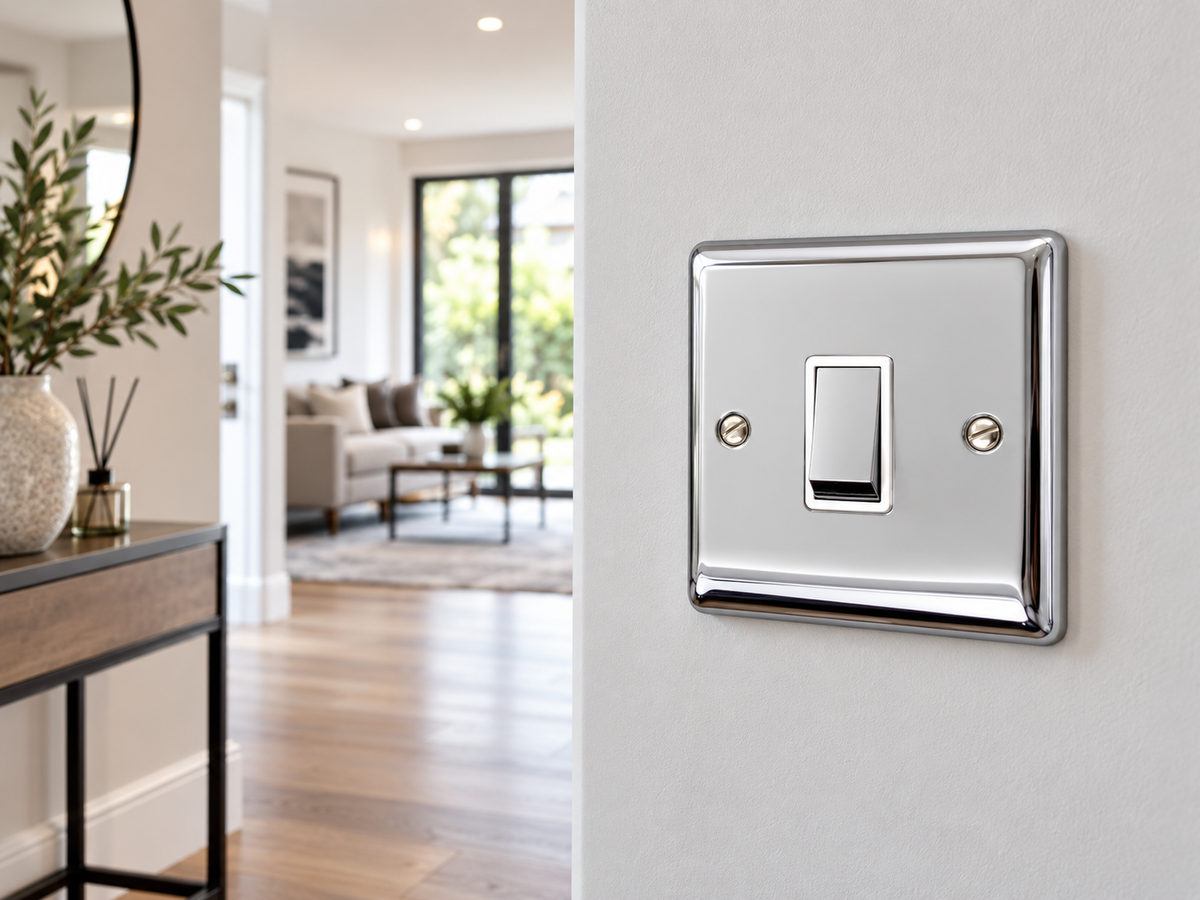 Definition Polished Chrome 1 Gang Single 10a Light Switch -  D01PCW