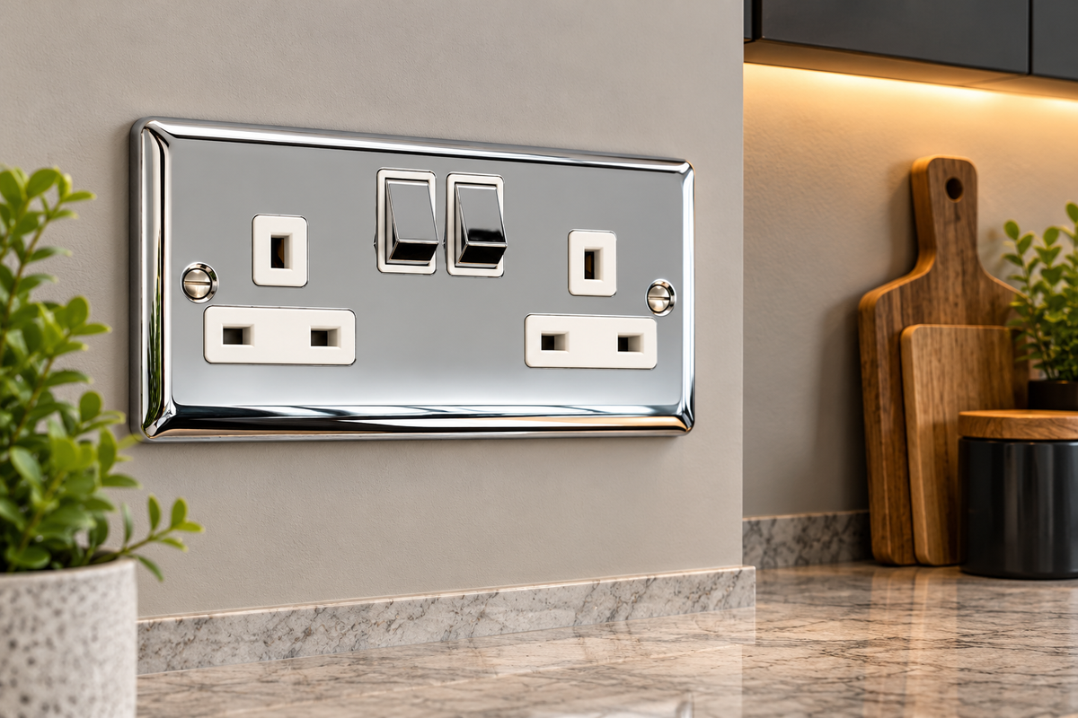 Definition Polished Chrome Double 2 Gang 13a Socket  - D07PCW