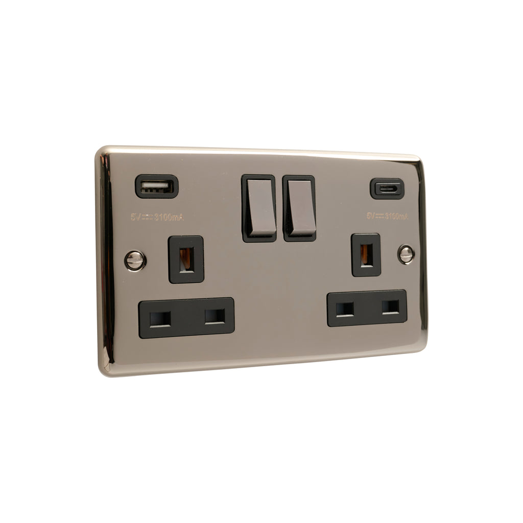 Definition USB A & C Type Switched Socket 2 Gang 3.1A - D67BN