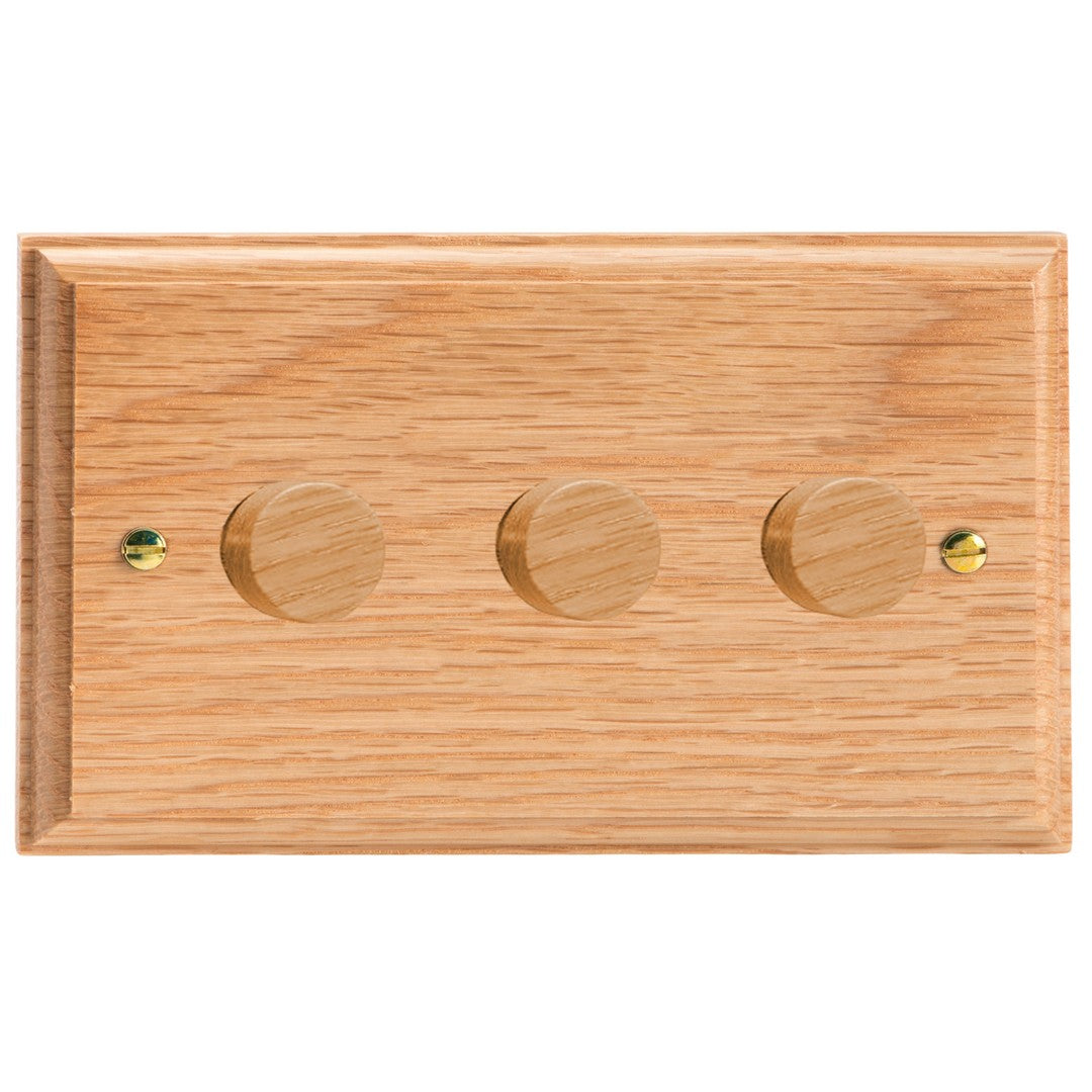 Varilight Kilnwood 3-Gang 2-Way V-Dim Push On/Off Rotary Dimmer 3 x 40-250W (Twin Plate) - HK43O