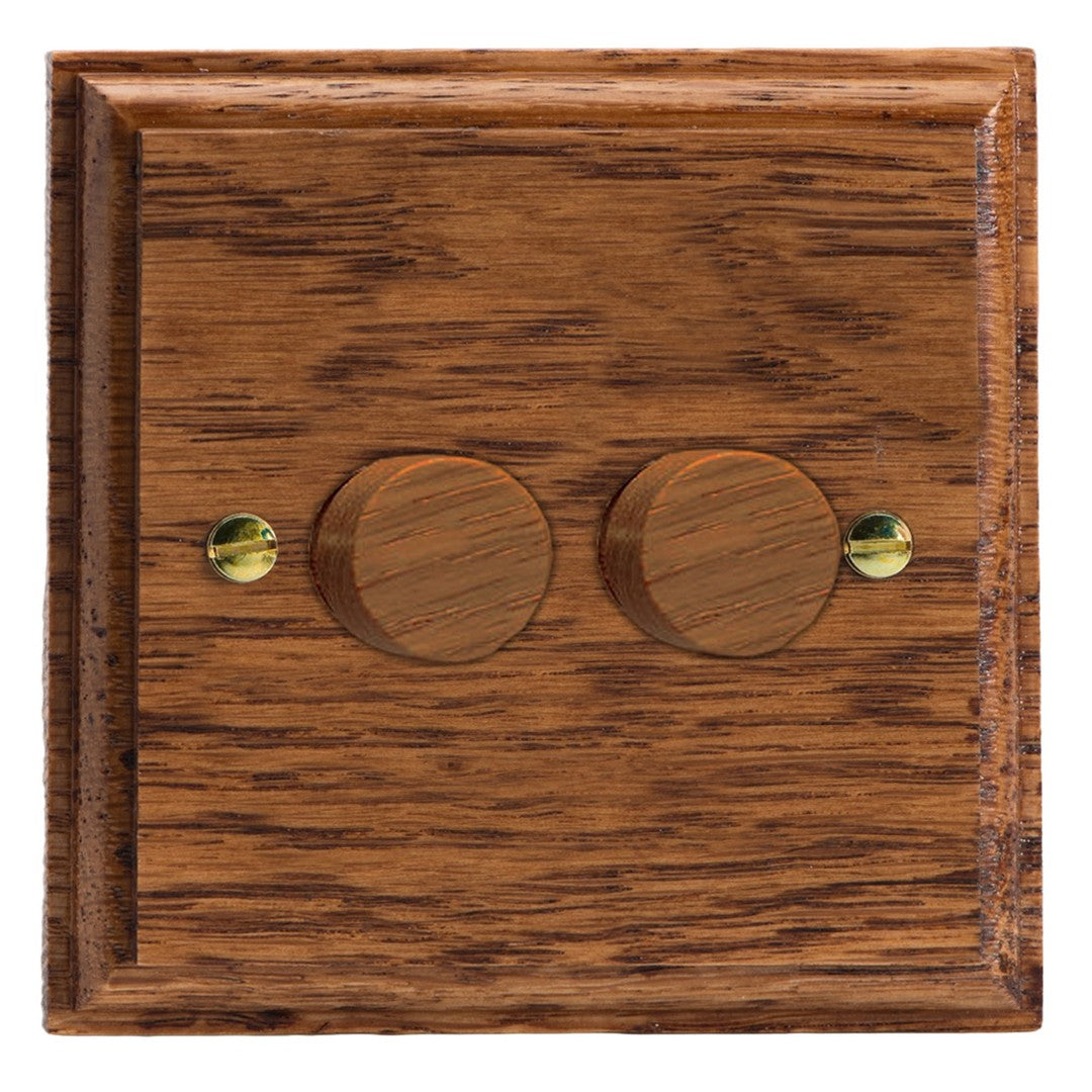 Varilight Kilnwood 2-Gang 2-Way V-Pro Push On/Off Rotary LED Dimmer 2 x 0-120W - JK2MO