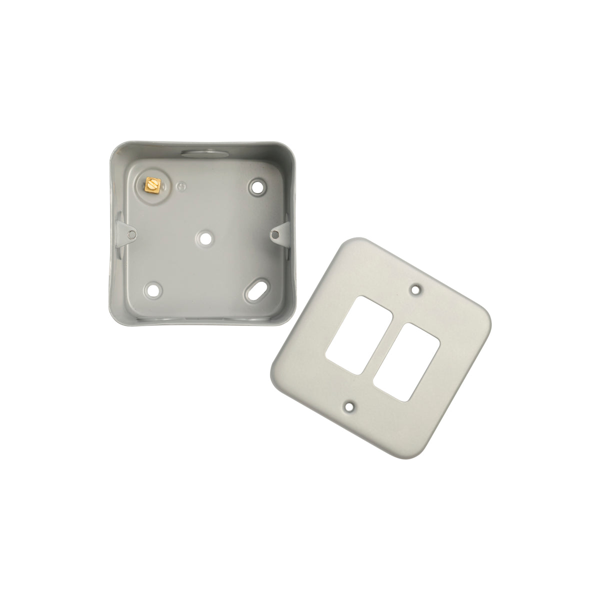 Metal Clad 2 Gang Grid Plate and 40mm Back Box MC-G2