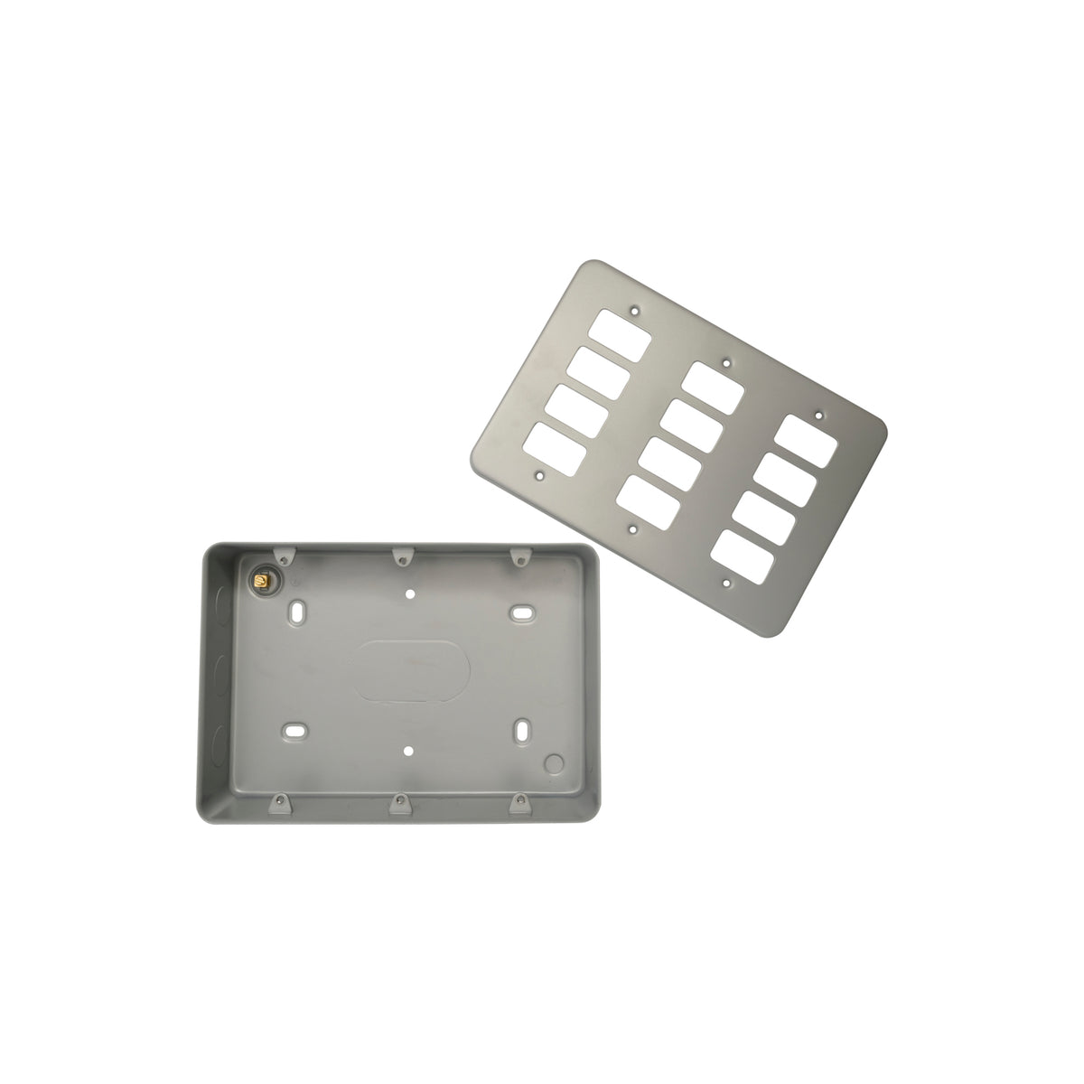 Metal Clad 12 Gang Grid Plate and 40mm Back Box MC-G12