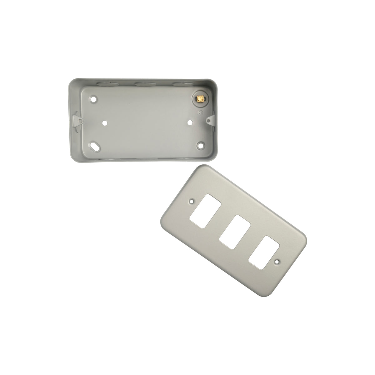 Metal Clad 3 Gang Grid Plate and 40mm Back Box MC-G3