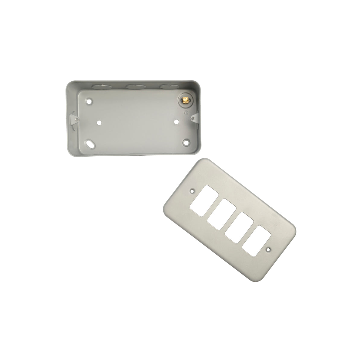 Metal Clad 4 Gang Grid Plate and 40mm Back Box MC-G4