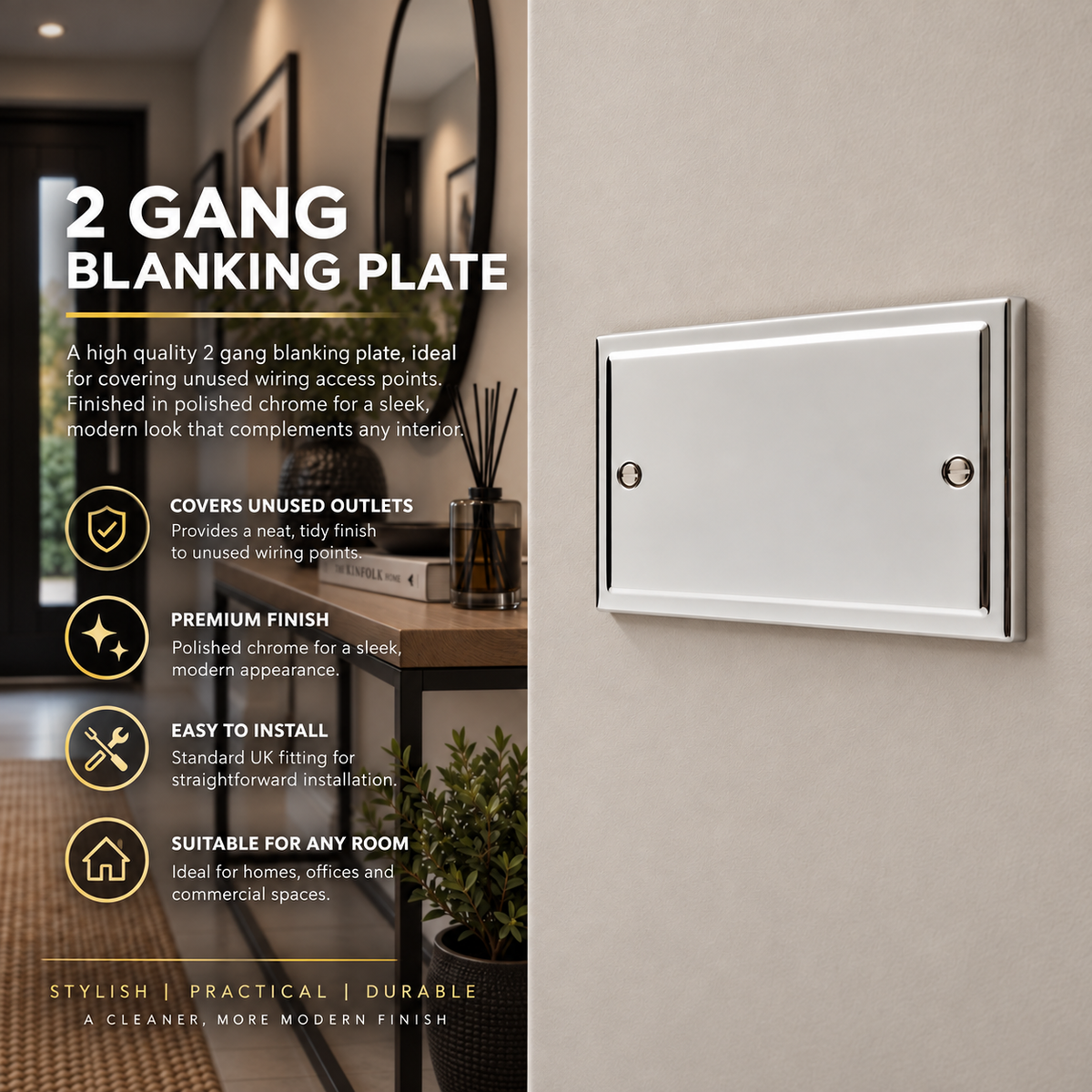 Regency Polished Chrome Double Blanking Plate R50PCW