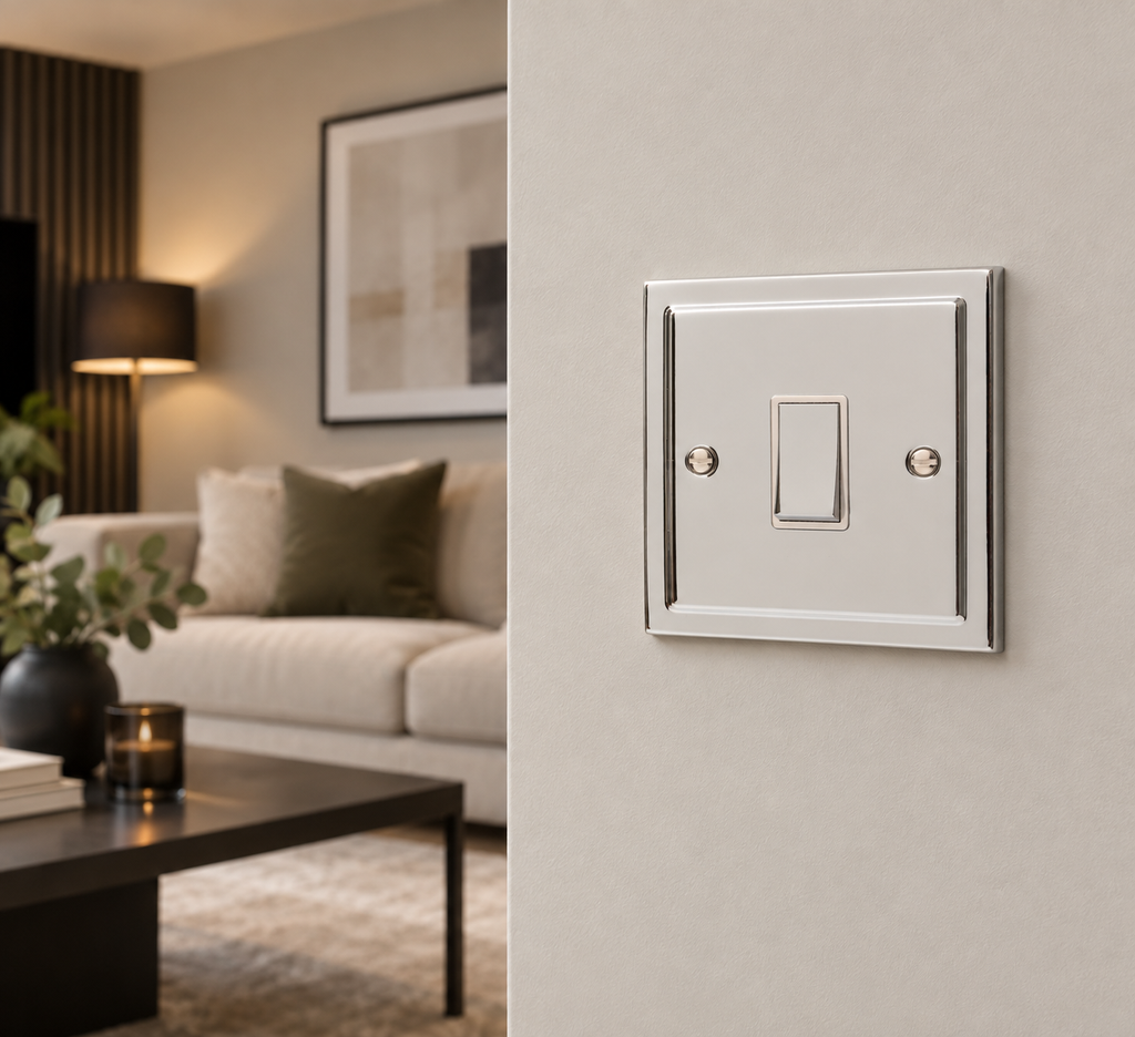 Regency Polished Chrome 1 Gang Single 10a Light Switch R01PCW