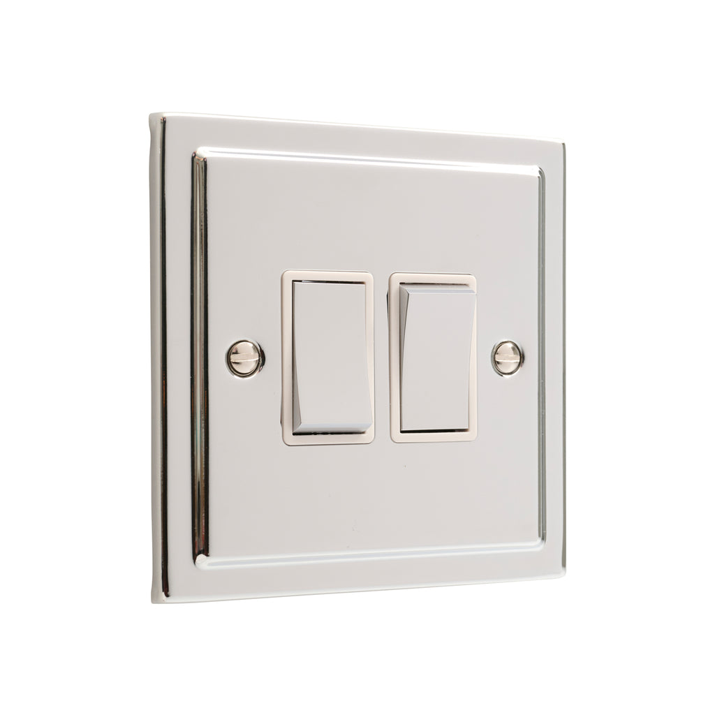 Regency Polished Chrome 2 Gang Double 10a Light Switch R02PCW