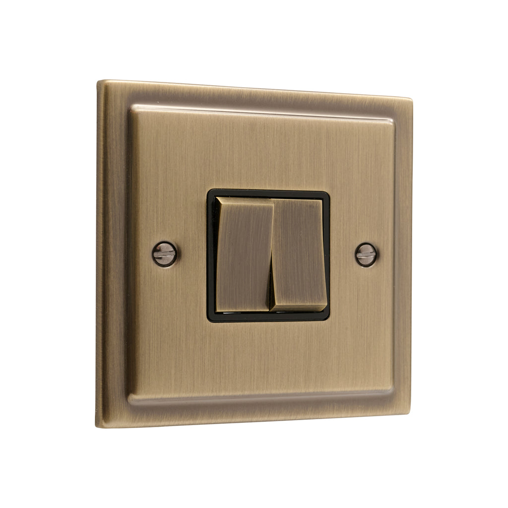 Regency Antique Brass 2 Gang Double 10a Light Switch R02AB