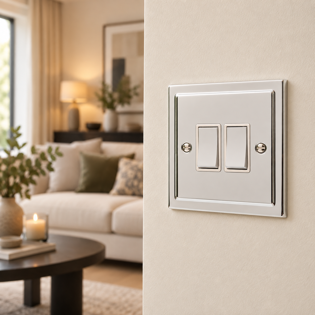 Regency Polished Chrome 2 Gang Double 10a Light Switch R02PCW