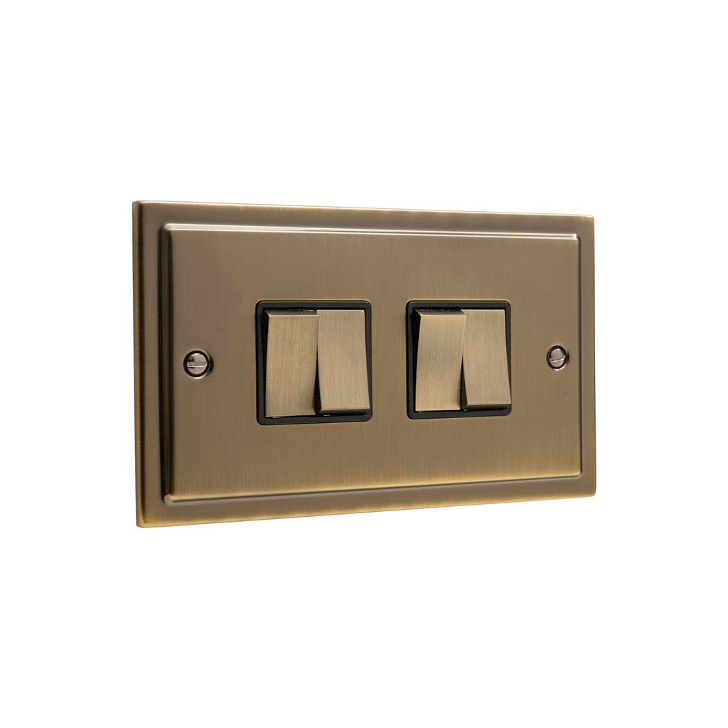 Regency Antique Brass 4 Gang Quad 10a Light Switch R04AB