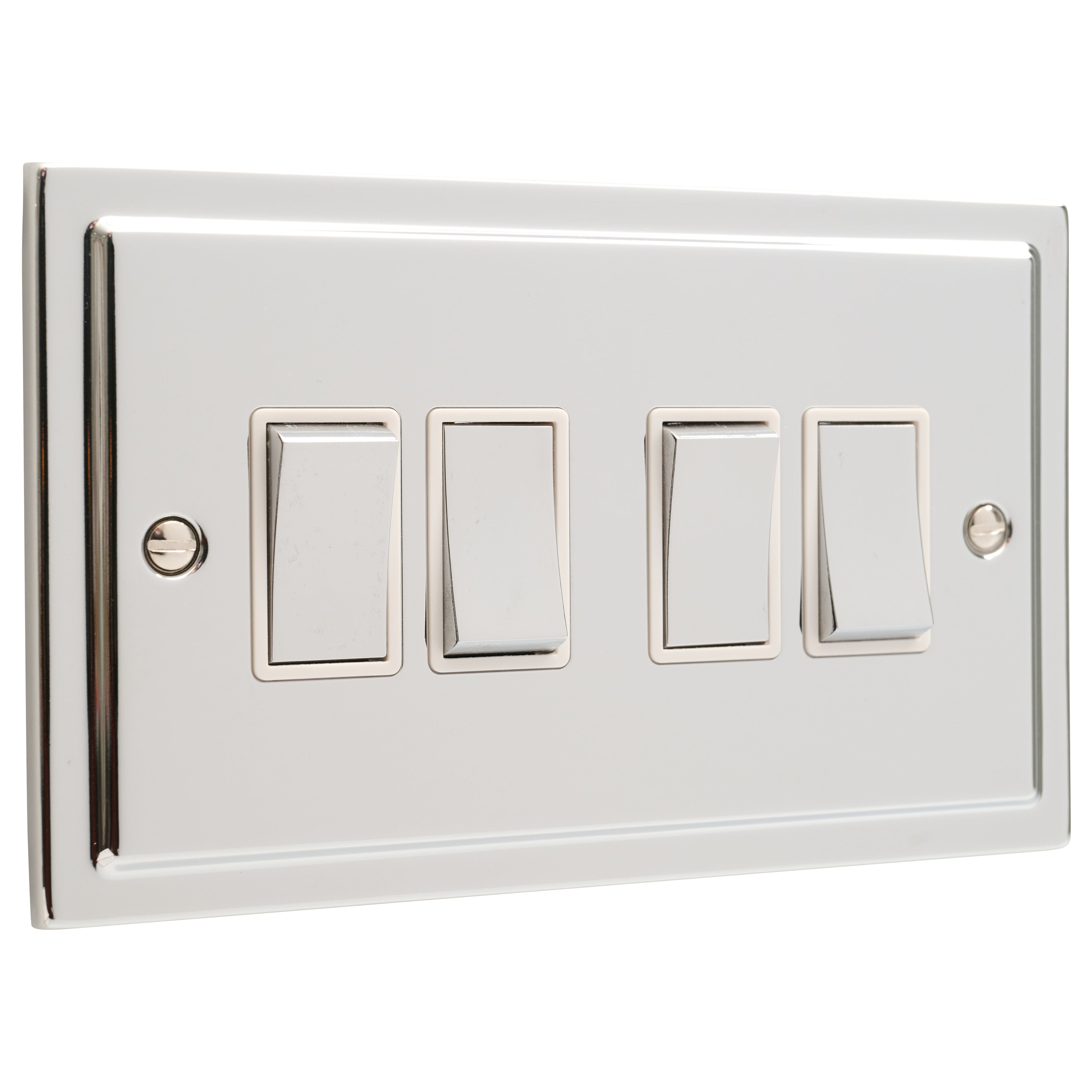 Regency Polished Chrome 4 Gang Quad 10a Light Switch R04PCW