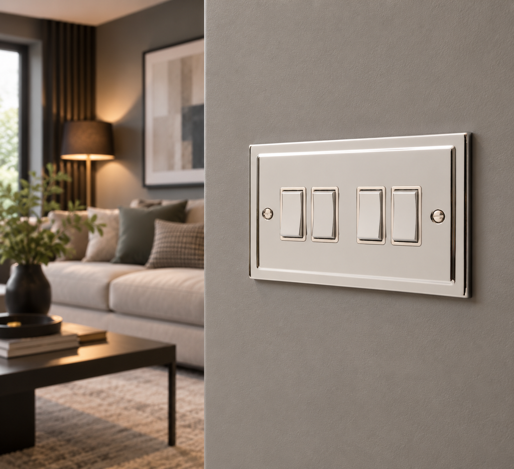 Regency Polished Chrome 4 Gang Quad 10a Light Switch R04PCW
