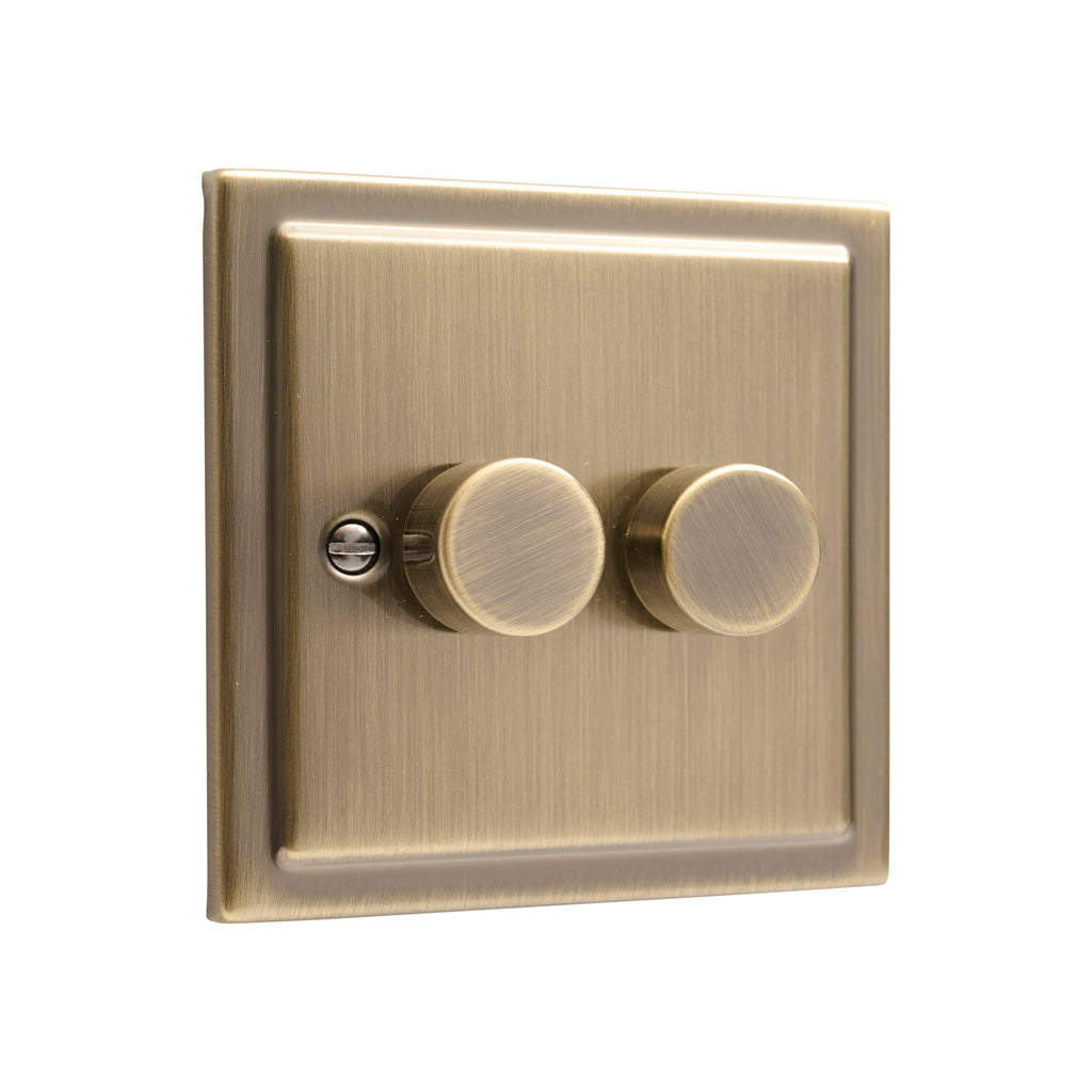 Regency Antique Brass 2 Gang 400W Dimmer Switch R23AB