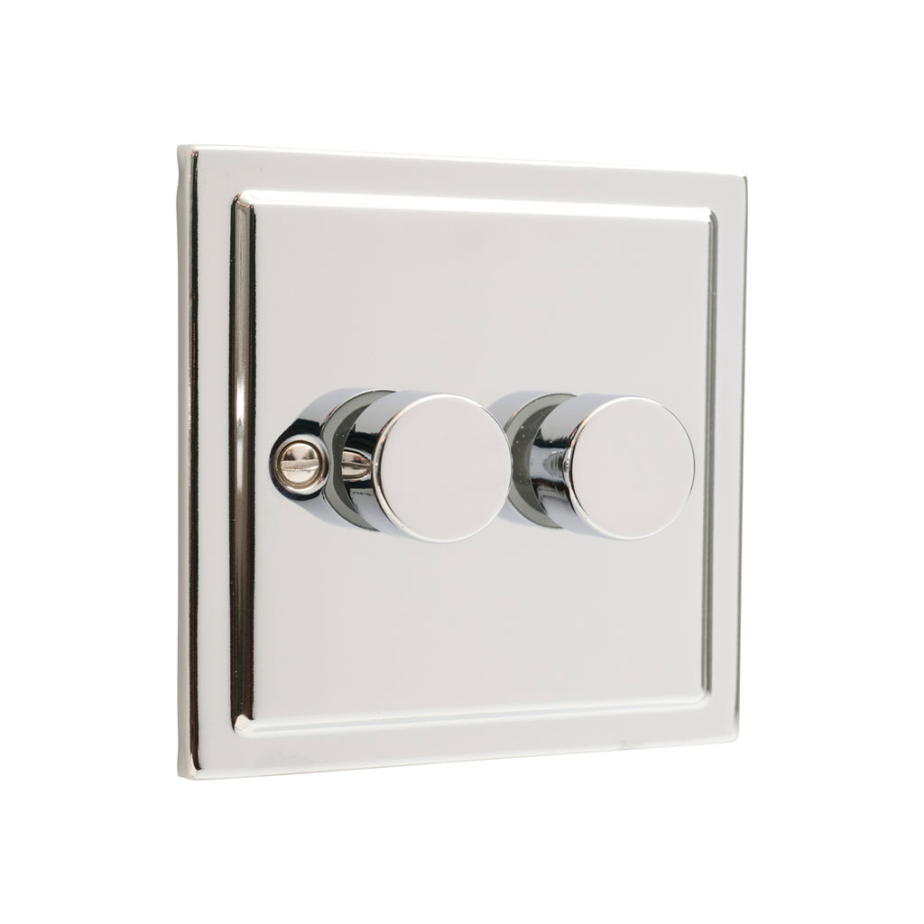 Regency Polished Chrome 2 Gang Intelligent 250W Dimmer Switch R11PC-IN25