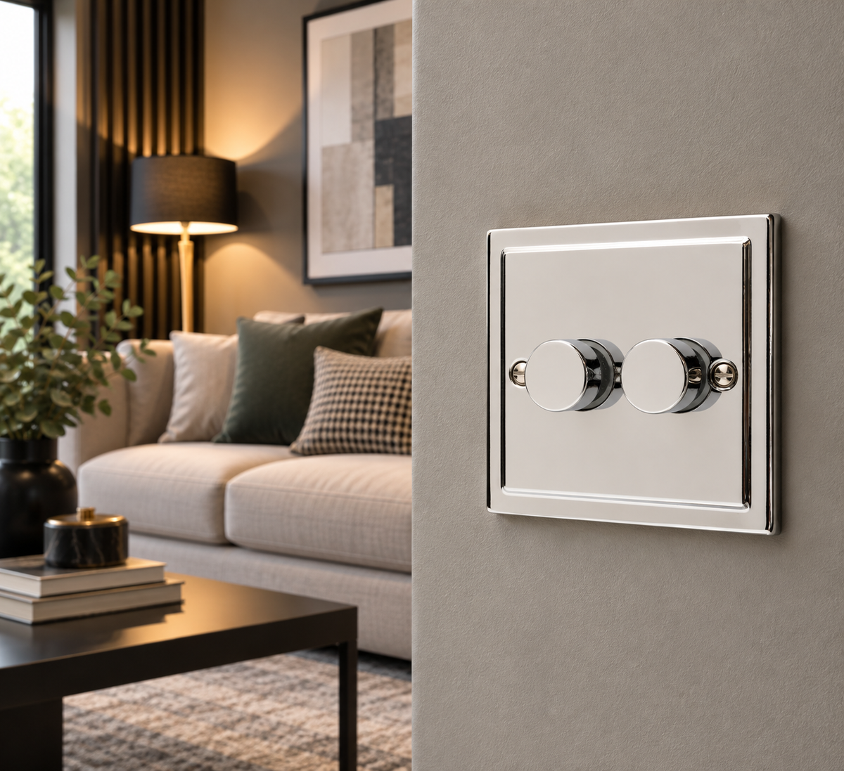 Regency Polished Chrome 2 Gang Intelligent 250W Dimmer Switch R11PC-IN25