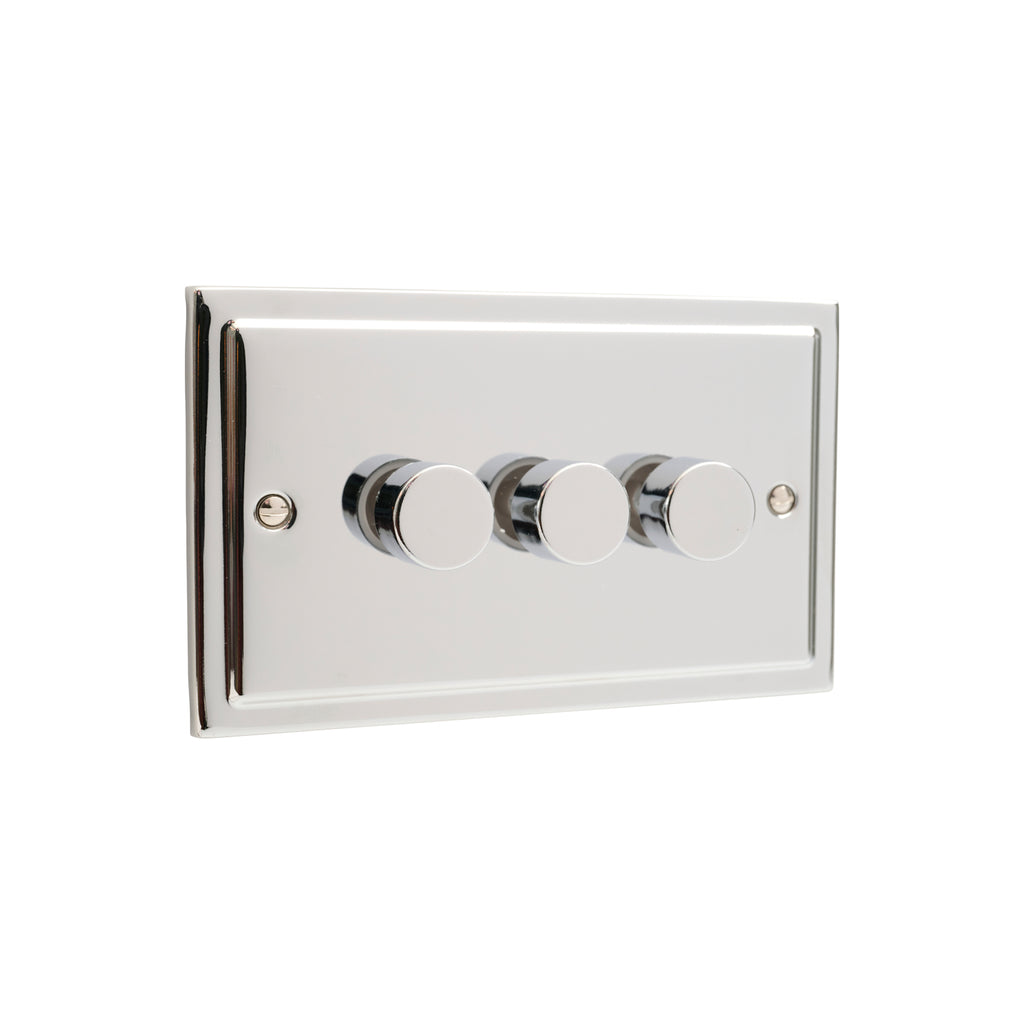 Regency Polished Chrome 3 Gang 250W Dimmer Switch R12PCW