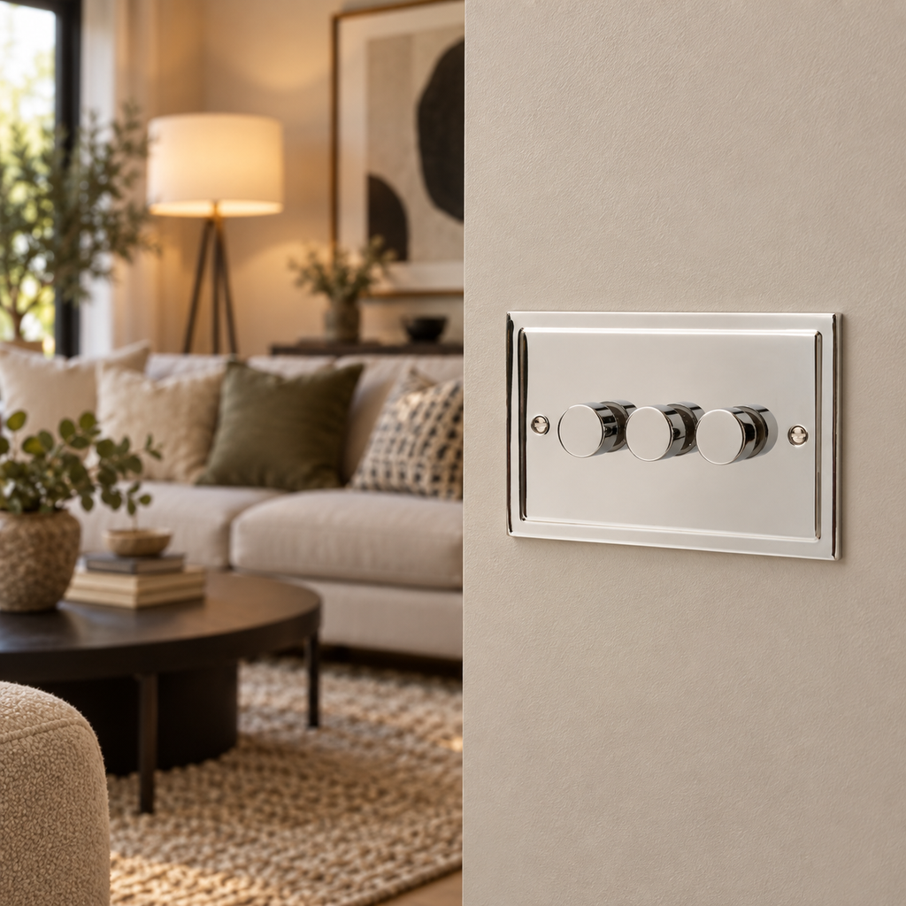 Regency Polished Chrome 3 Gang 250W Dimmer Switch R12PCW
