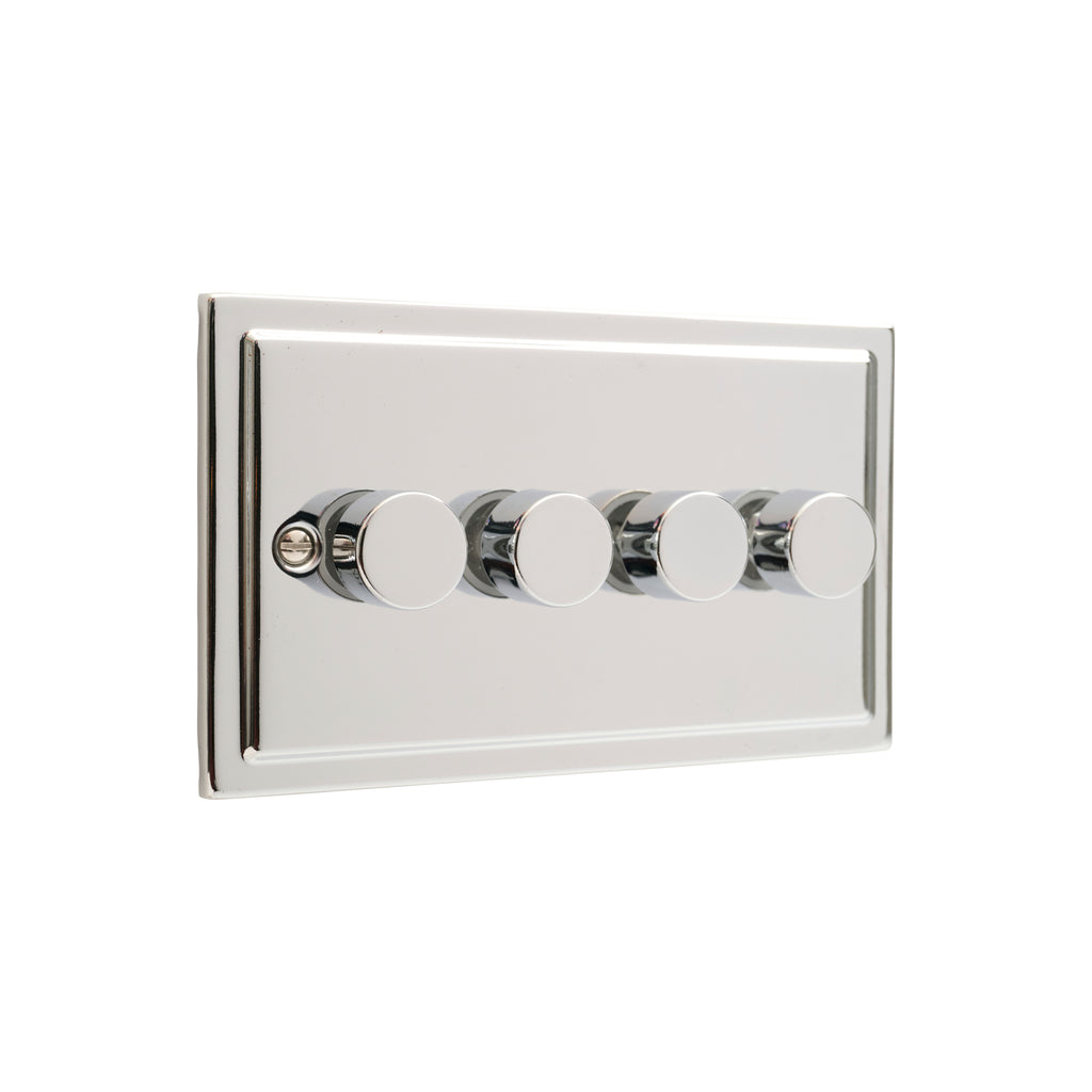 Regency Polished Chrome 4 Gang 250W Dimmer Switch R13PCW