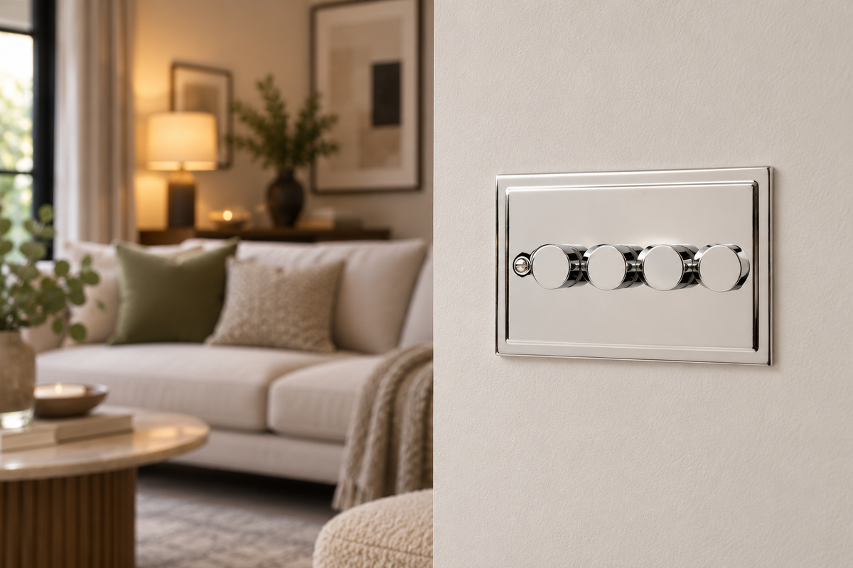 Regency Polished Chrome 4 Gang 250W Dimmer Switch R13PCW