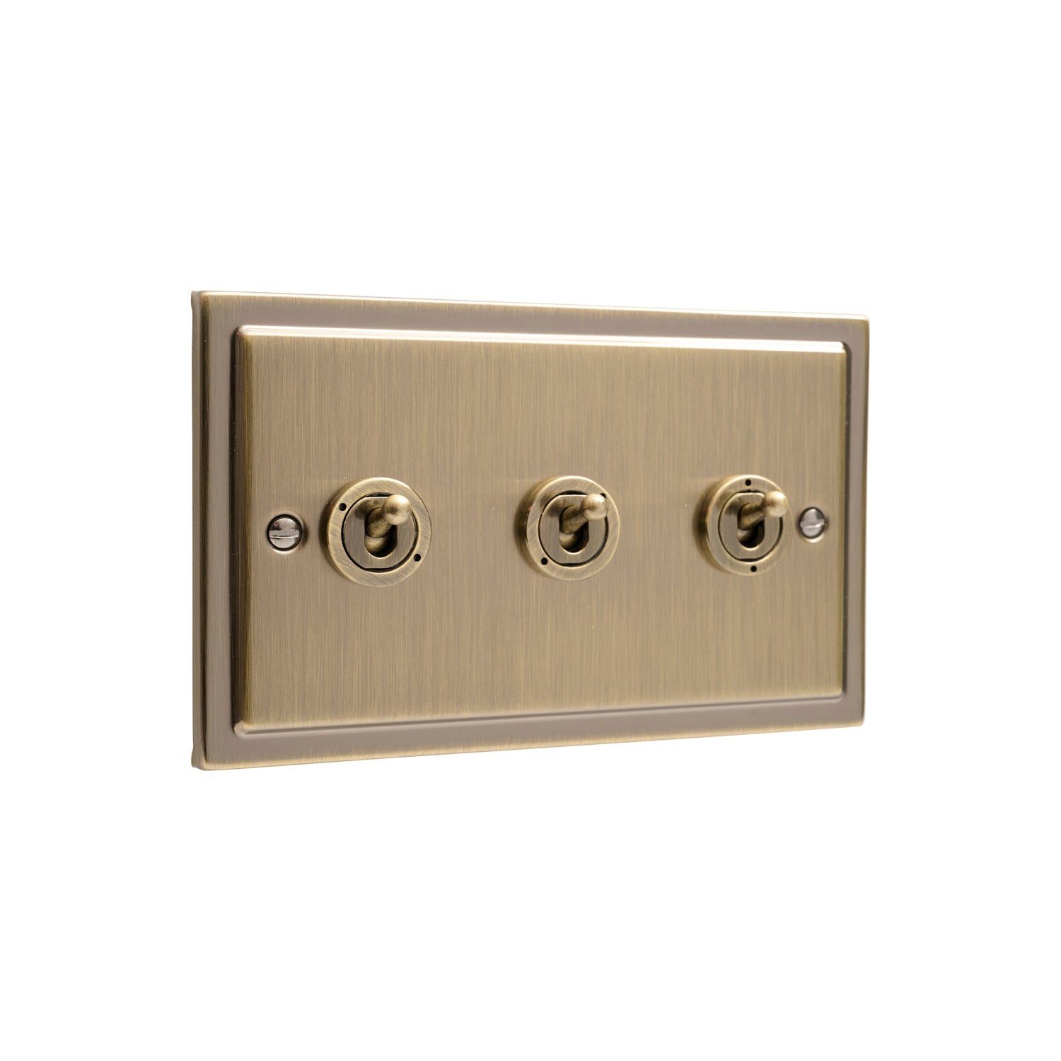 Regency Antique Brass 20AX 3 Gang 2 Way Gang Toggle - R18AB