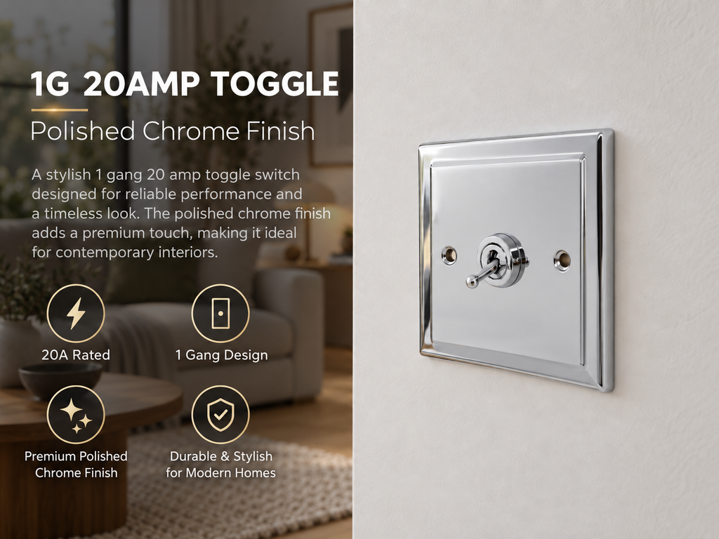 Regency Polished Chrome 1 Gang 20AX Toggle Switch - R34PCW
