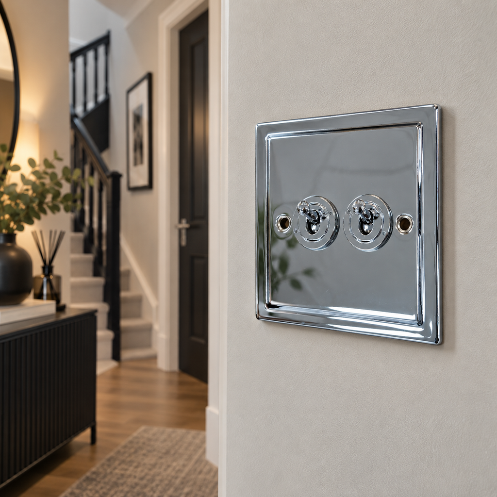 Regency Polished Chrome 2 Gang 20AX Toggle Switch - R35PCW