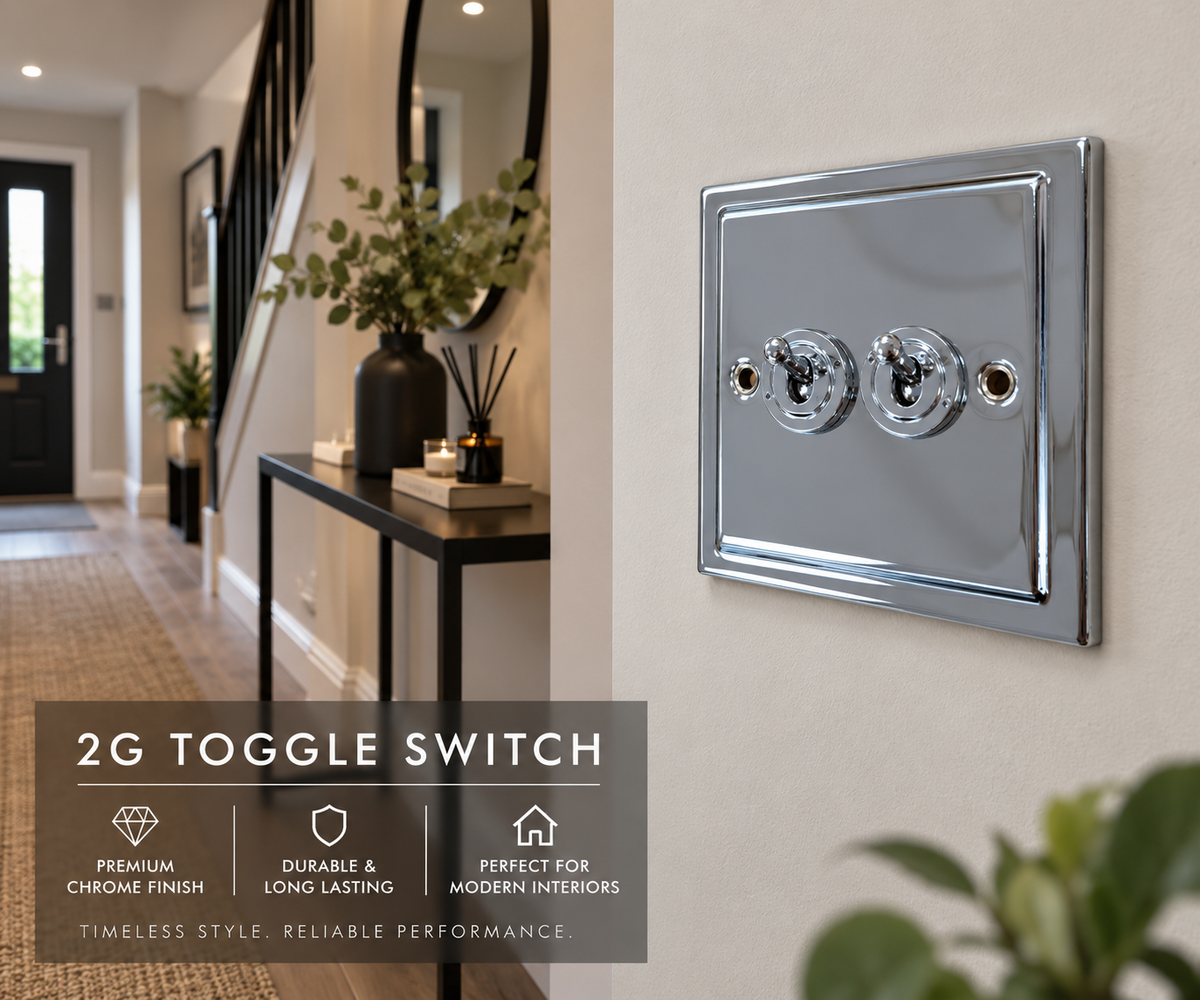 Regency Polished Chrome 2 Gang 20AX Toggle Switch - R35PCW