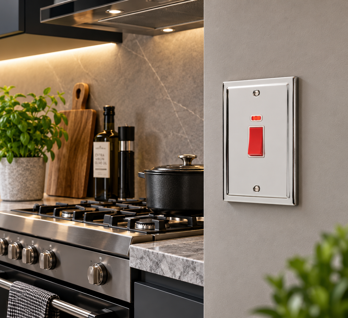 Regency Polished Chrome 45A Double Vertical Cooker Switch R40PCW