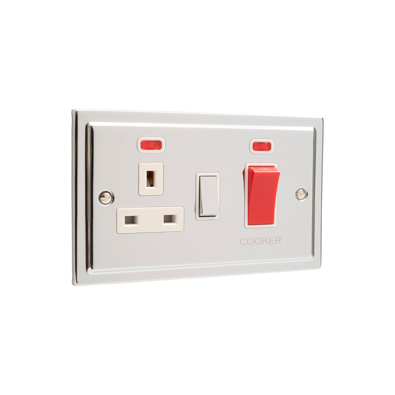 Regency Polished Chrome 45A Cooker Switch with Socket R41PCW